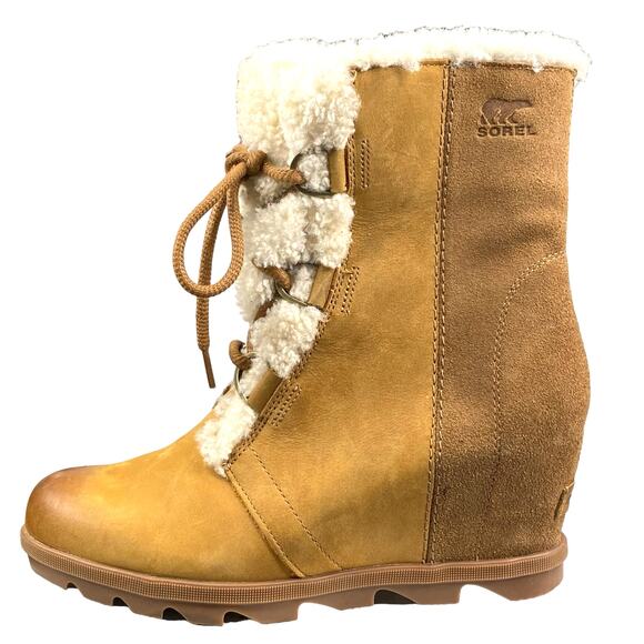 Sorel Women’s Joan Of Arctic Wedge II Brown Shearling Boots Size US 11 - Picture 3 of 10